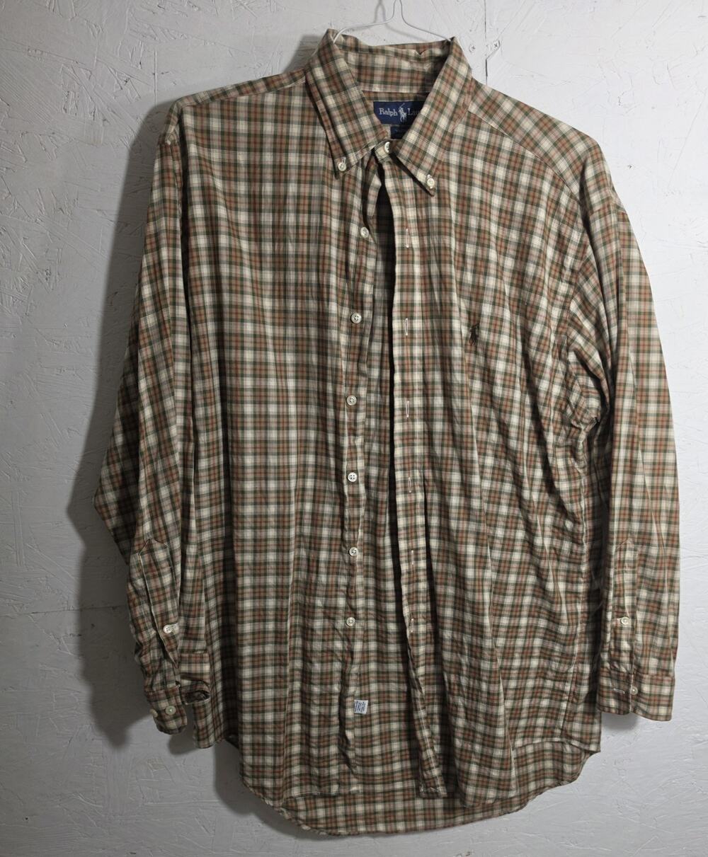 ralph lauren Yarmouth polo Mens Long Sleeve Multi Color Plaid Size Large 16...